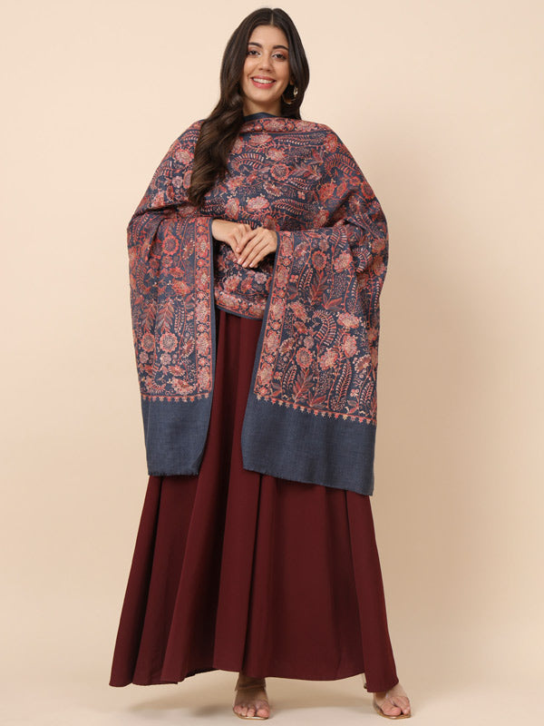 Women Khwaabida Pure Wool Embroidered Stole (Size 71X203 CM)