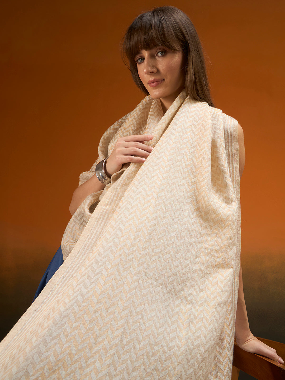 Women Heritage chevron Zari Stole