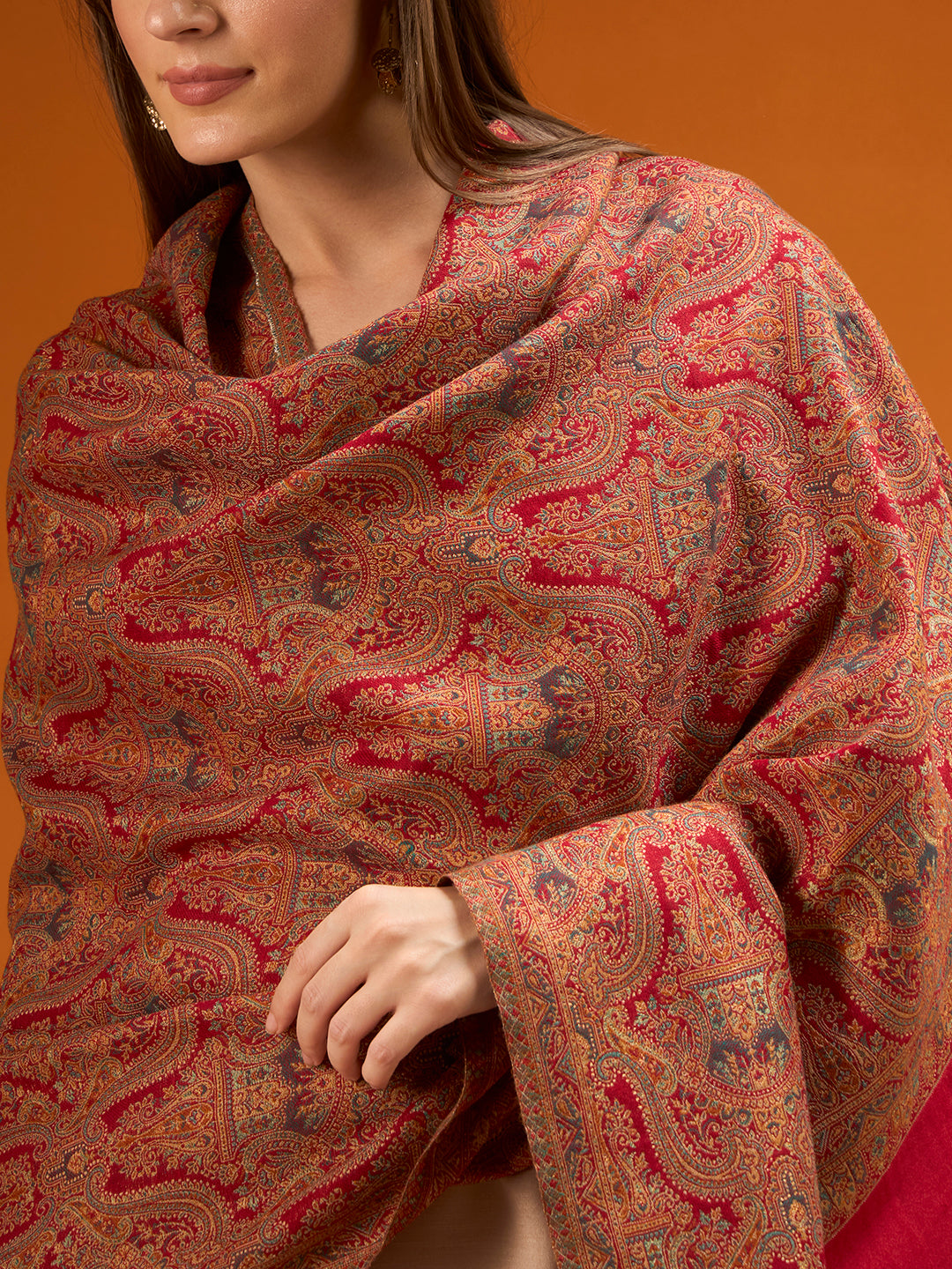 Pashmoda Women Gulnaar Royale Zari Reversible Kaani Fine Wool Shawl, Shawl, Scarf, Heritage Kashmiri Pashmina Stole, Evening Wrap (Size 40X80 inches)
