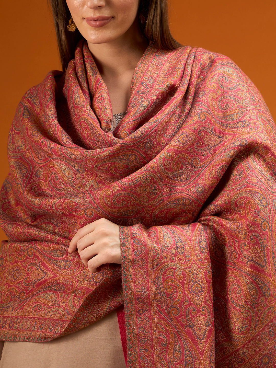 Pashmoda Women Regalis Zari Reversible Kaani Fine Wool Shawl, Shawl, Scarf, Heritage Kashmiri Pashmina Stole, Evening Wrap (Size 40X80 inches)