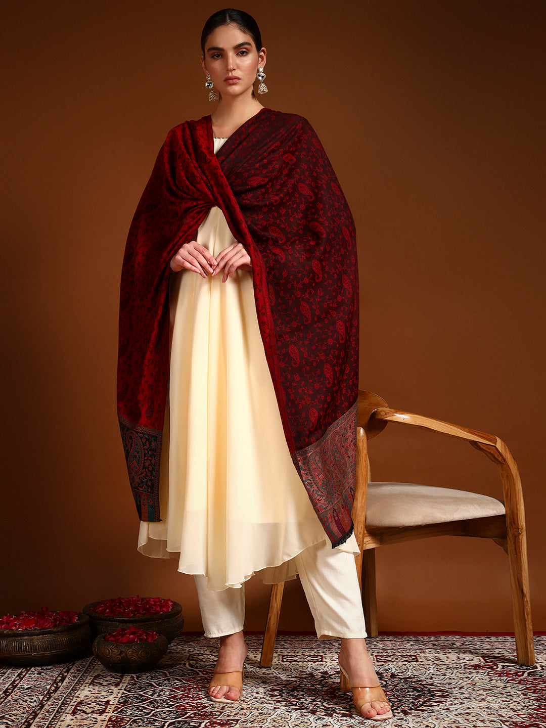 Pashmoda Women Gulpari Kaani Stole (Size : 71X203 CM)