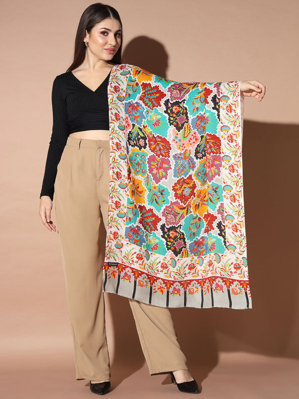 Women's Multicoloured Printed Stole (Size : 71X203 CM)