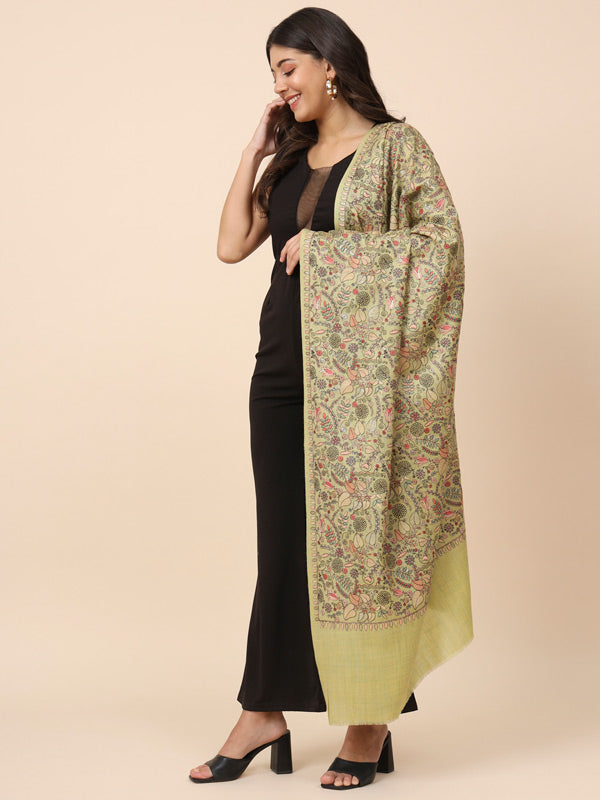 Women Gilkaari Pure Wool Embroidered Shawl (Size 101X203 CM)