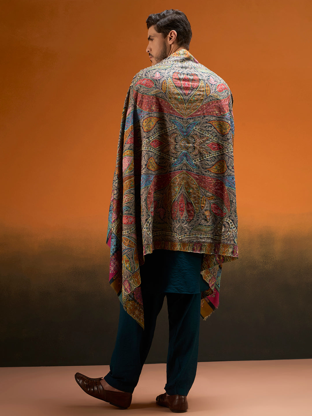 Men Chroma Royale Kalamkari Embroidered Shawl