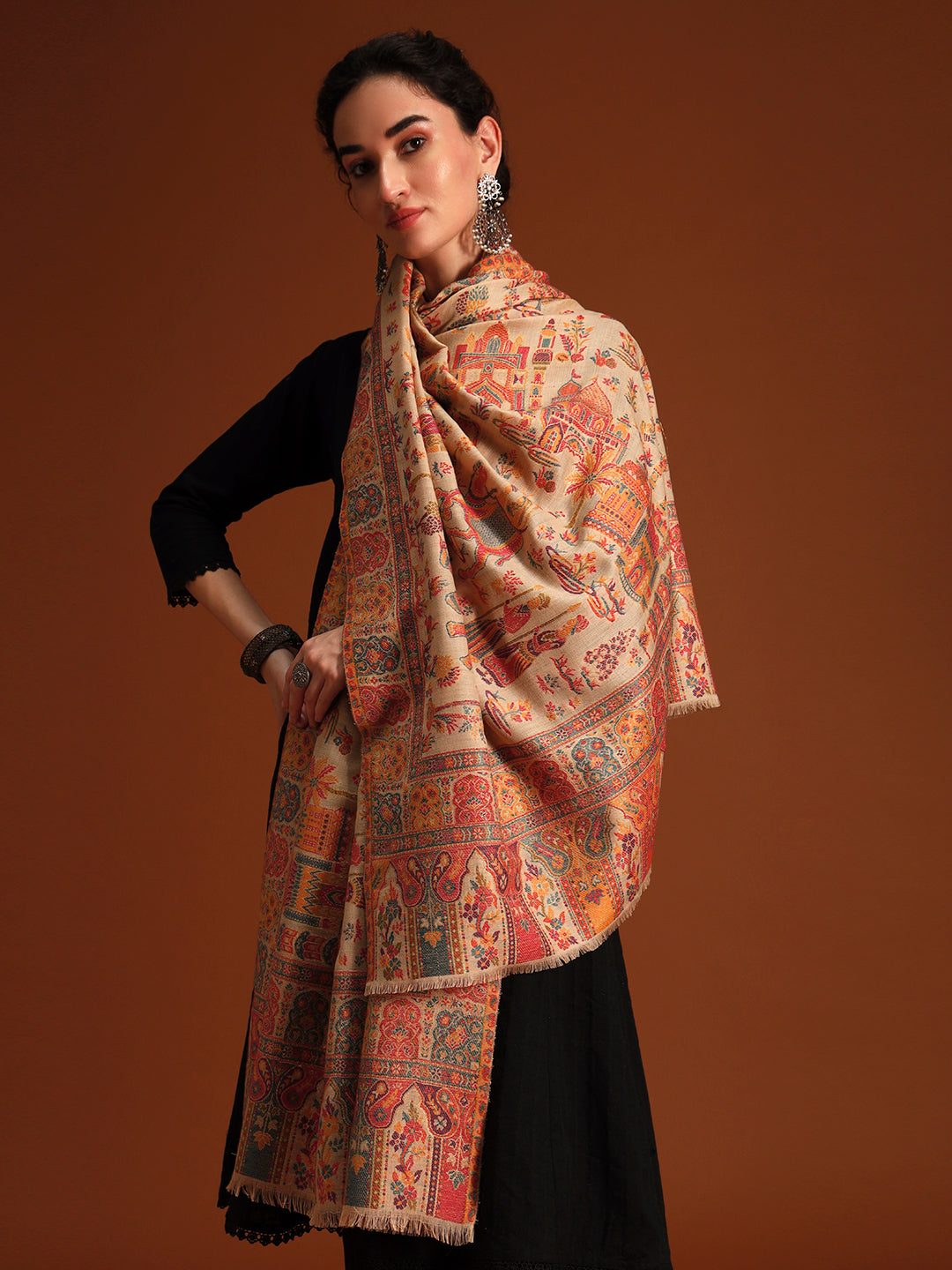 Women Heritage chevron Zari Stole