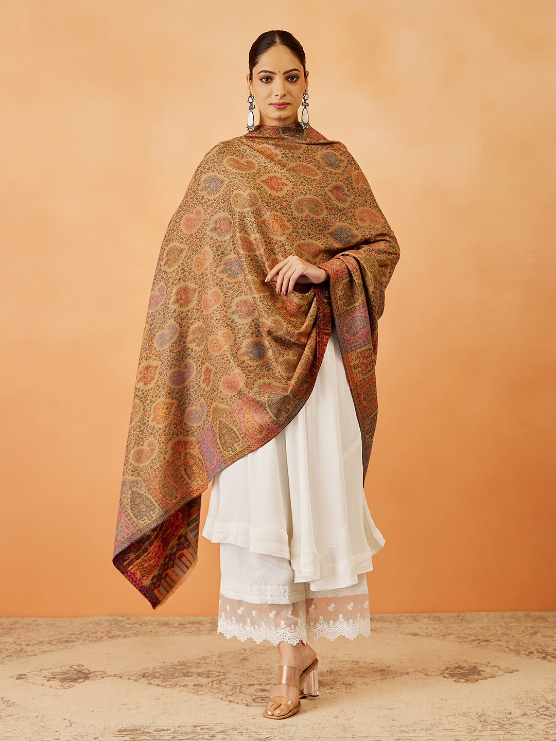 Women Dilruba Kaani Wool Blend Kashmiri Shawl (Size: 101x203 CM)