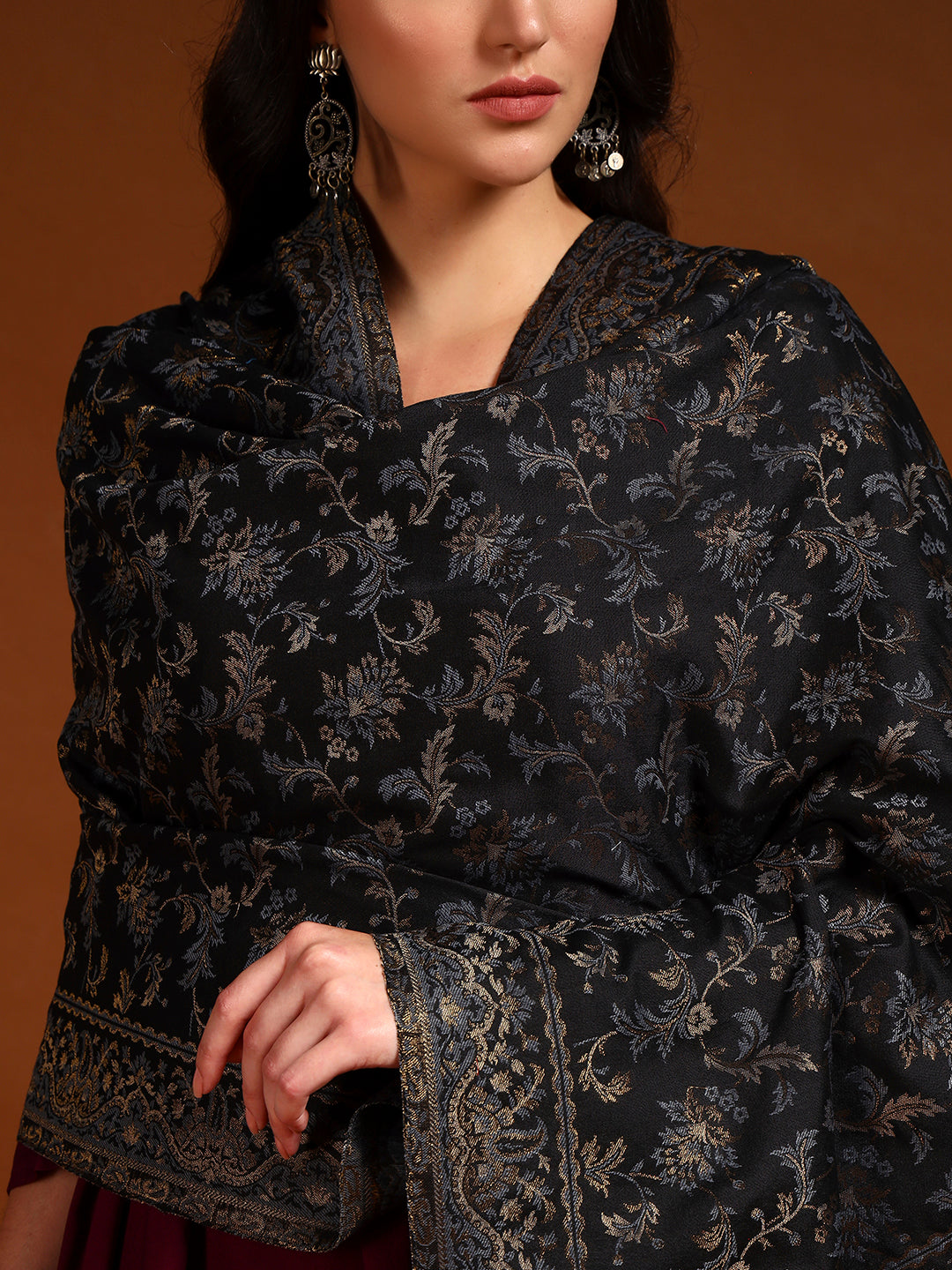 Pashmoda Women Nazrana Kashmiri Jamawar Woven Shawl (Size: 101X203 CM)