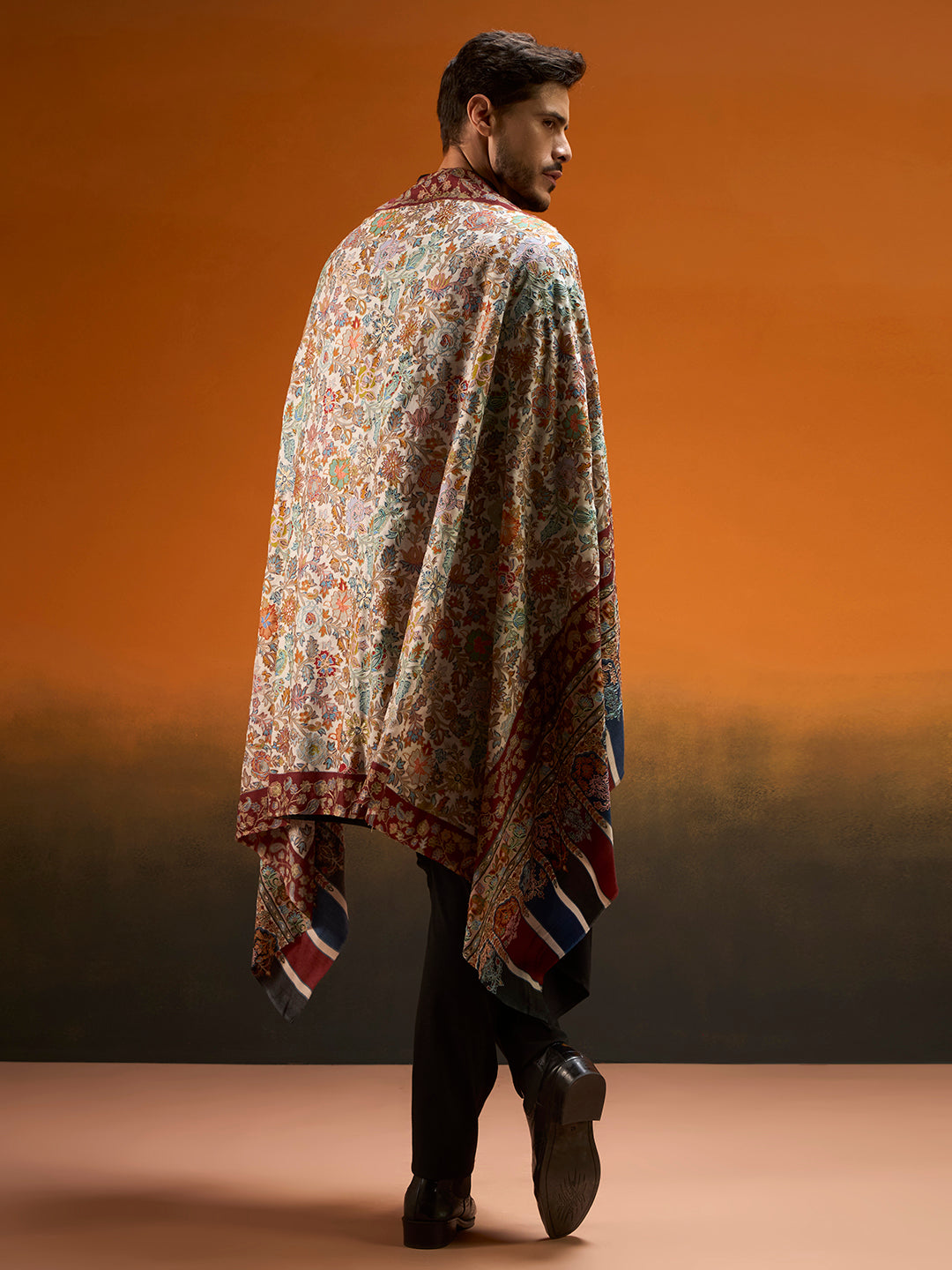 Men Royal Mehrab Kalamkari Embroidered Shawl