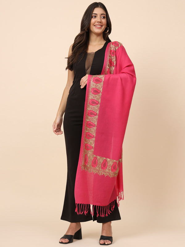 Women Sunehri Crystal Embellished Embroidered Stole (Size 71X203 CM)