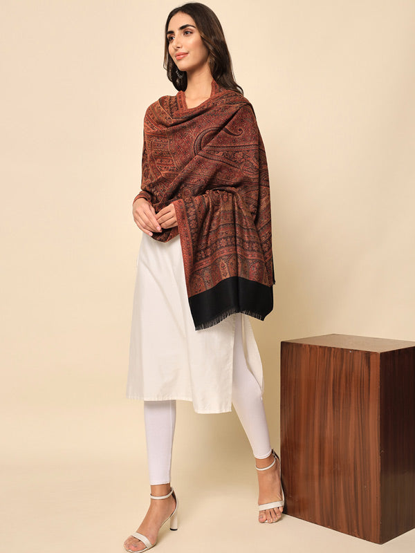 Women Dastaar Woven Design Jamawar Shawl (Size : 101X203 CM)