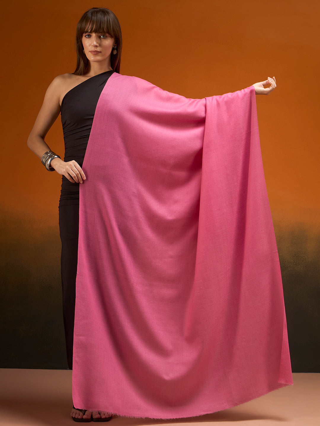 Women Verdant Grace Fine Wool Blend Solid Melange Shawl