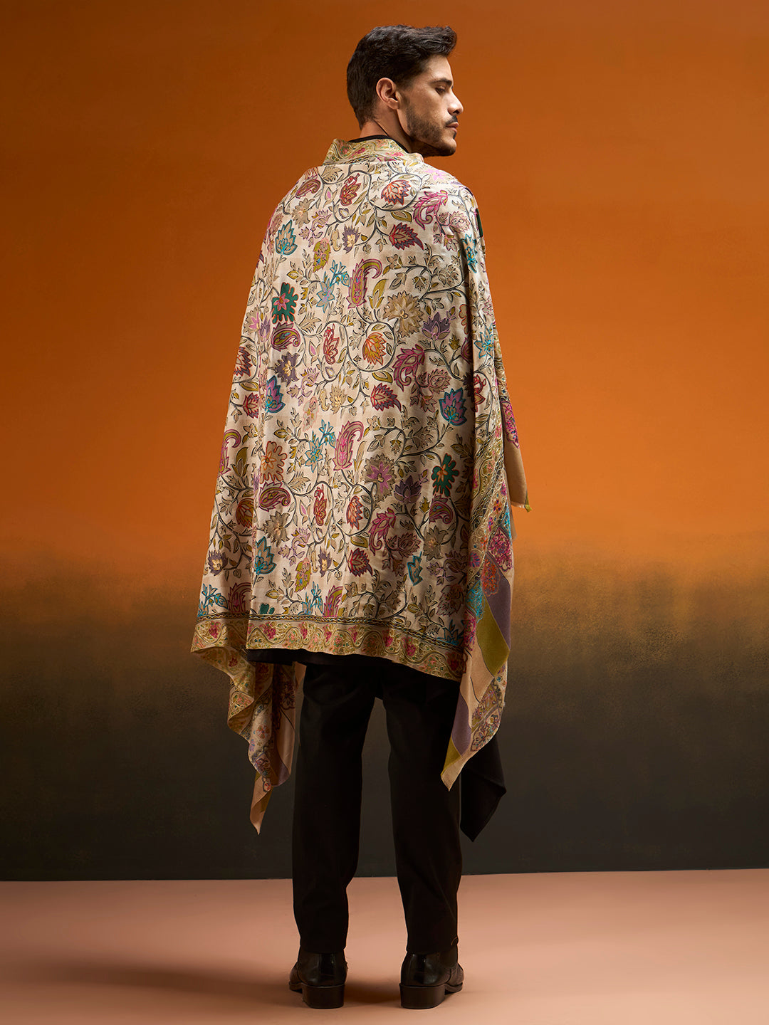Men Nazakat Fine Wool Kalamkari Embroidered Shawl
