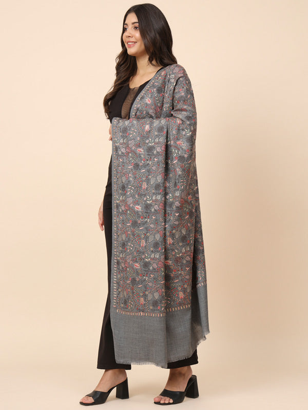 Women Gilkaari Pure Wool Embroidered Shawl (Size 101X203 CM)