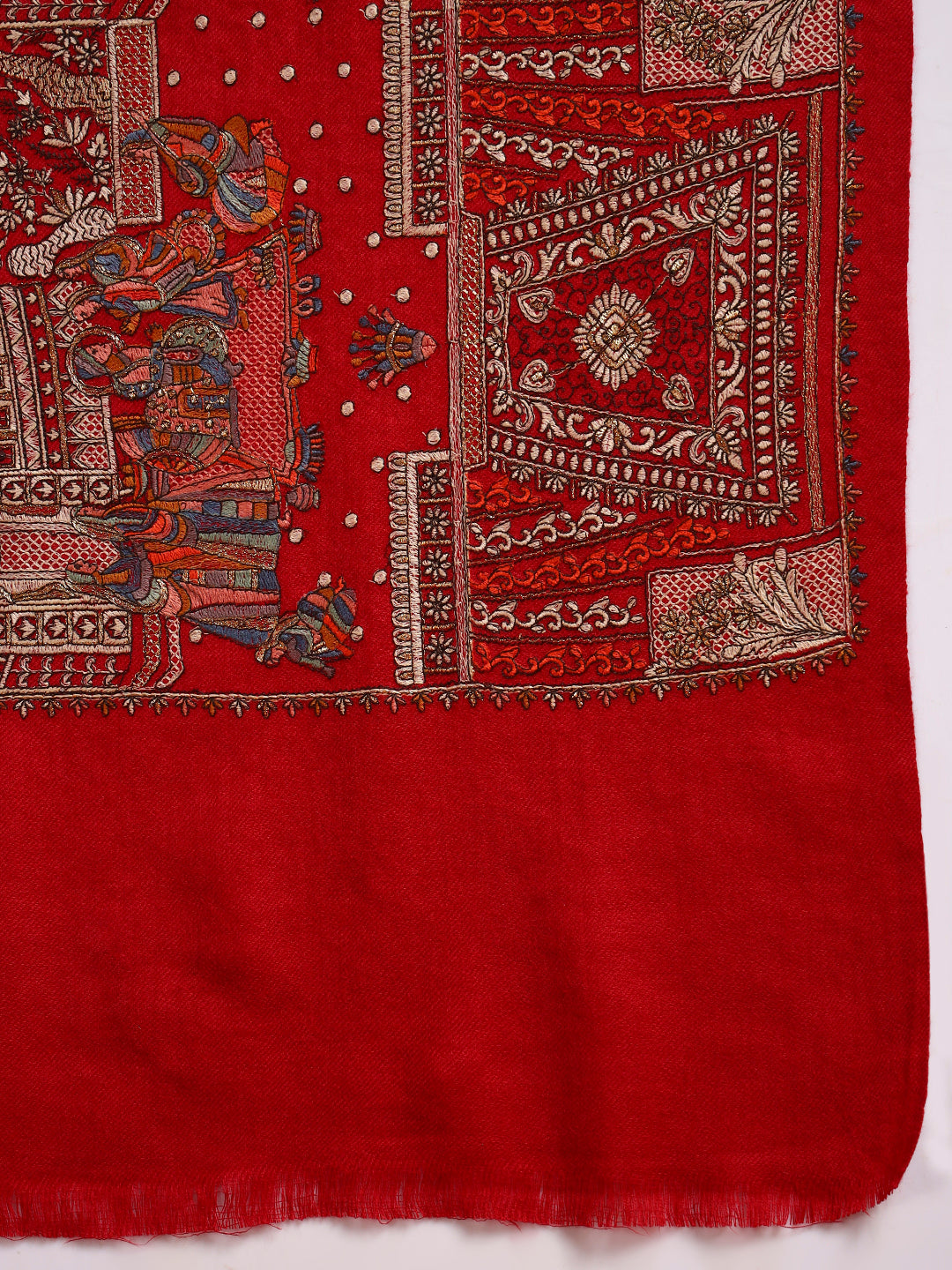 Pashmoda Women Zavian 100% Pure Wool Sozni Hand Embroidered Shawl (Size: 101x203 Cm)