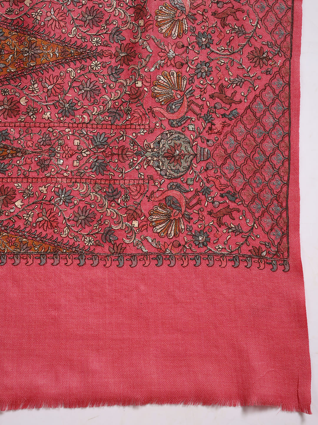 Pashmoda Women Shabnum 100% Pure Wool Sozni Hand Embroidered Stole (Size-71 × 203 cm)