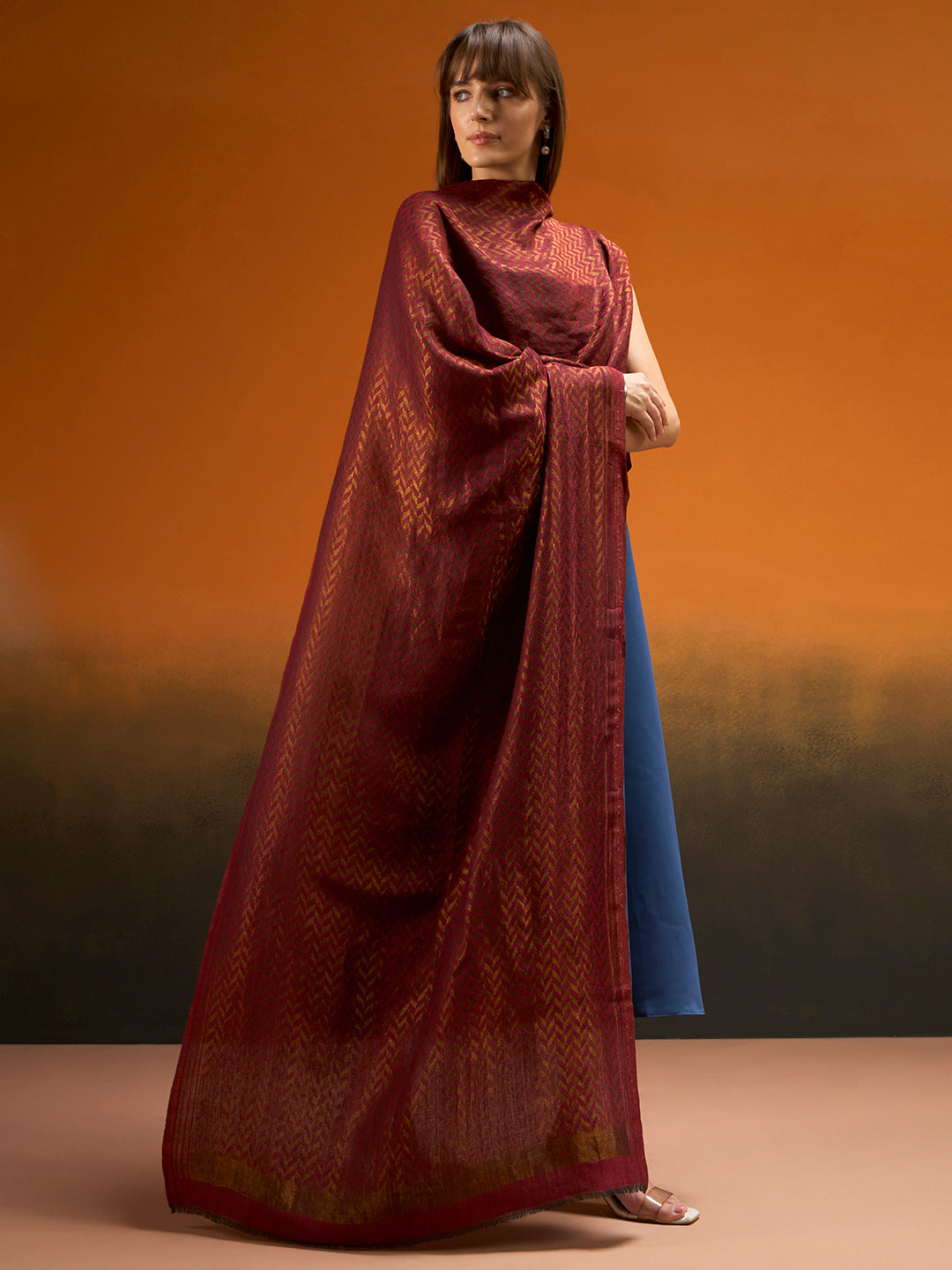 Women Heritage chevron Zari Stole