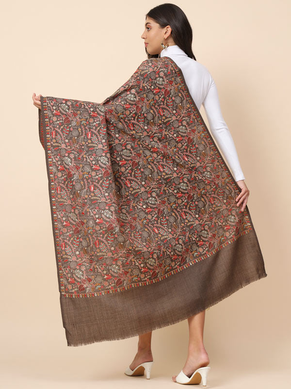 Women Gilkaari Pure Wool Embroidered Shawl (Size 101X203 CM)