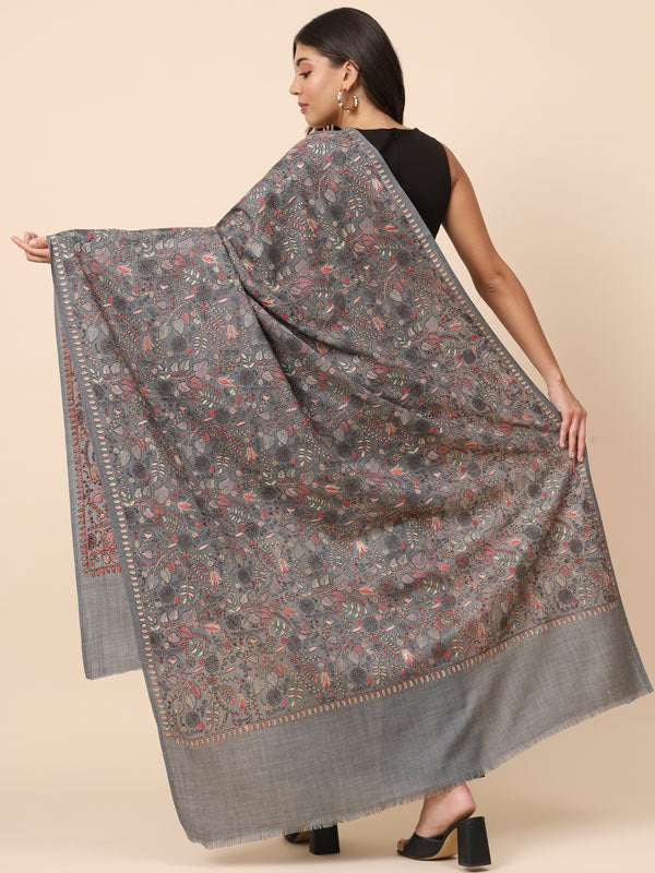 Women Gilkaari Pure Wool Embroidered Shawl (Size 101X203 CM)