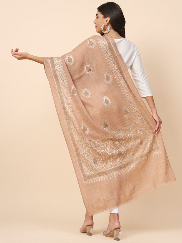 Women Nagma Pure Wool  Embroidered Stole (Size 71X203 CM)