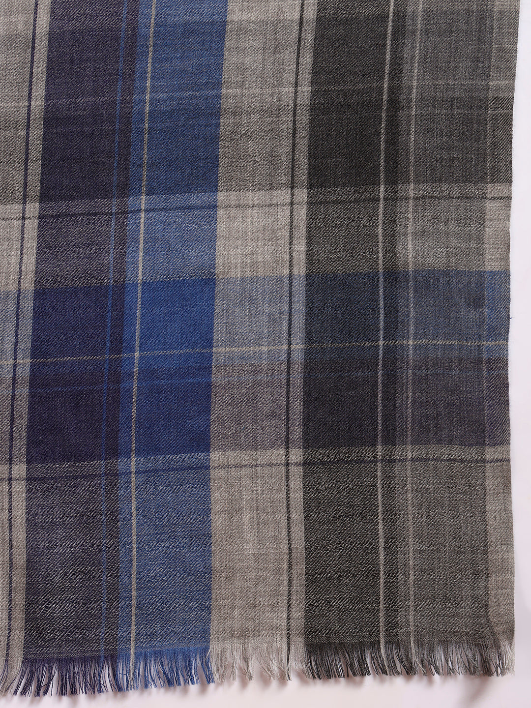 Women 100% Pure Wool Checkered Stole, Sustainable and Natural Fabric (Size 71x203 CM)
