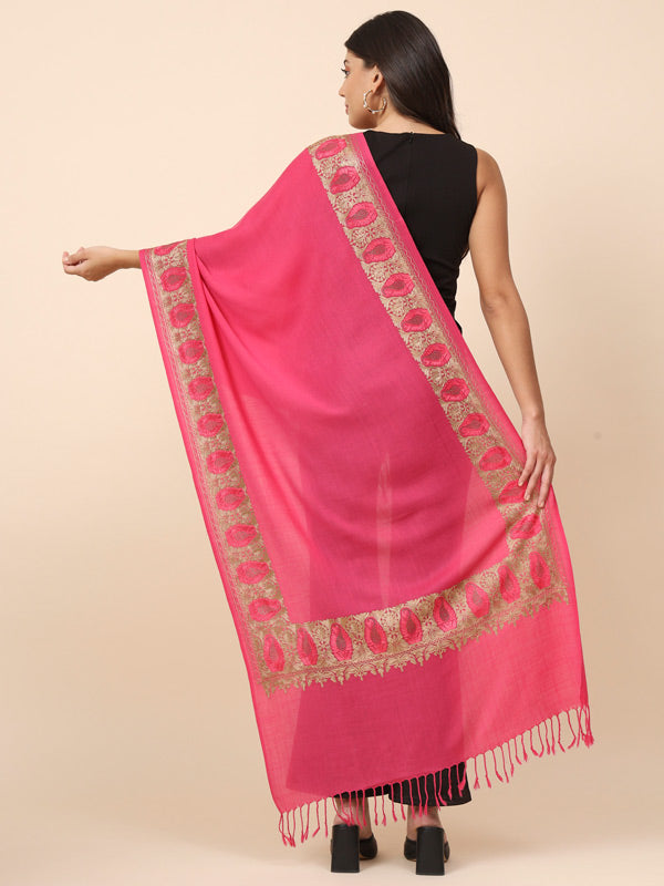 Women Sunehri Crystal Embellished Embroidered Stole (Size 71X203 CM)