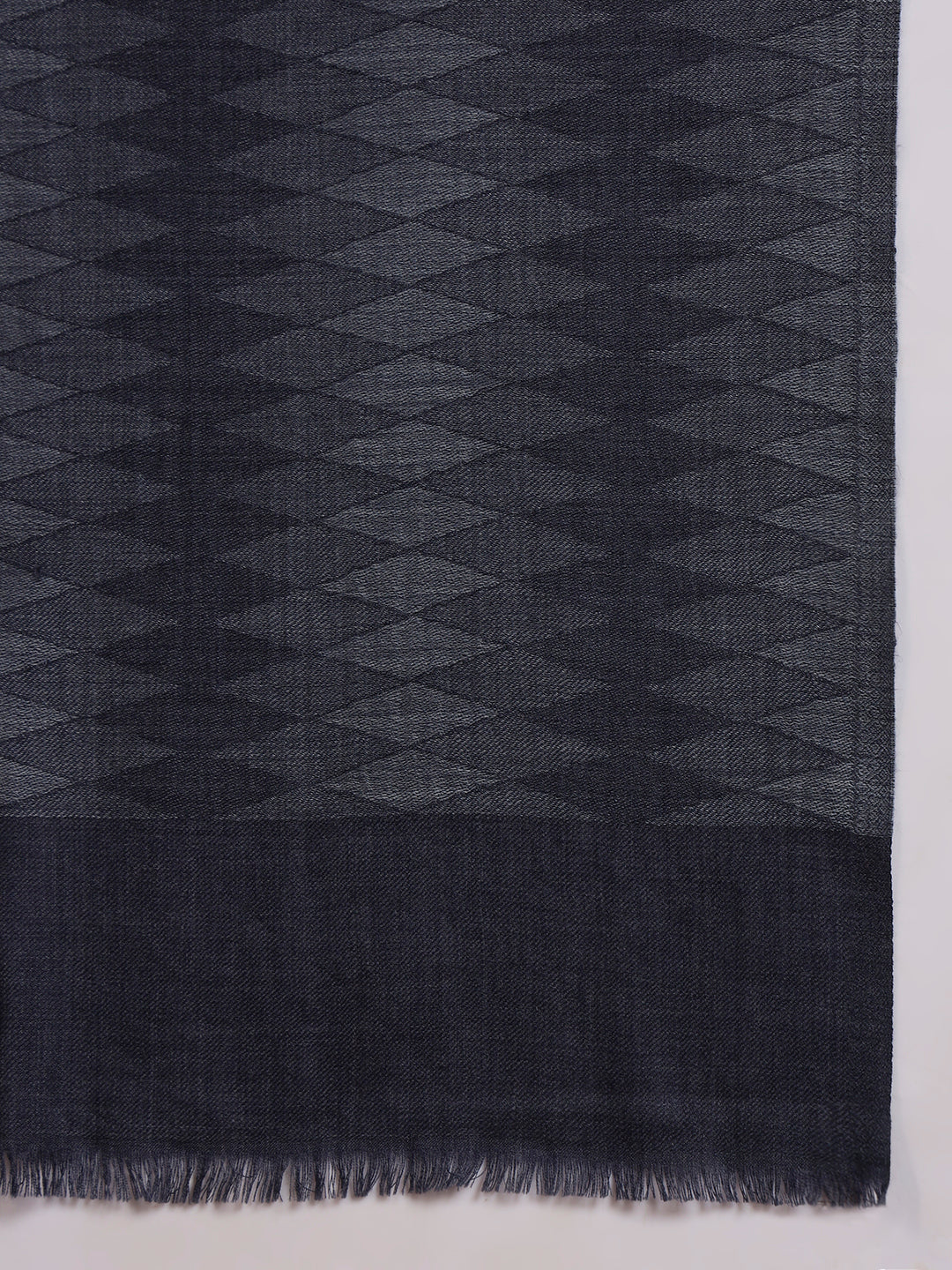Pashmoda Men 100% Pure Wool Checkered Ikat Stole, Natural & Sustainable Shawl Wrap, Heritage Kashmiri Pashmina Style, Blue Colour (28 x 80 Inches)
