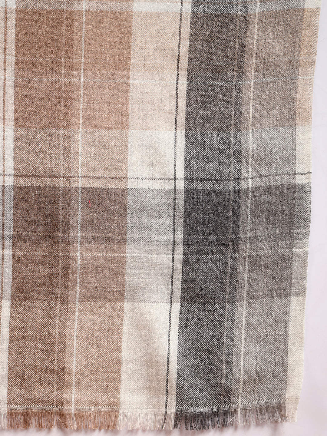 Women 100% Pure Wool Checkered Stole, Sustainable and Natural Fabric (Size 71x203 CM)