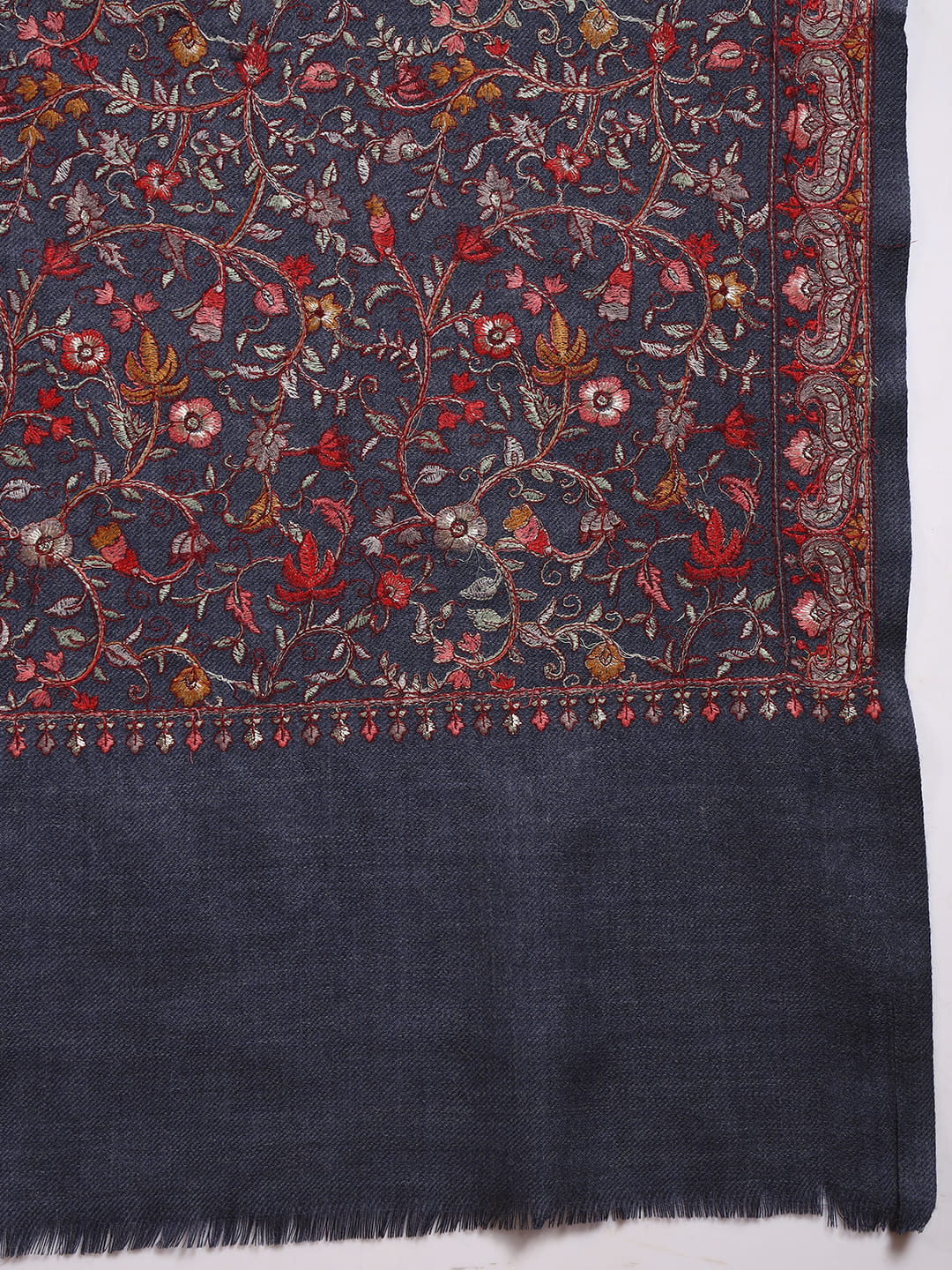 Pashmoda Women Shabnum 100% Pure Wool Sozni Hand Embroidered Stole (Size-71x203cm)