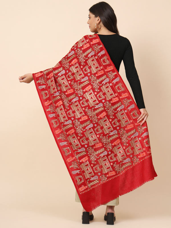 Women Dilkash Pure Wool Embroidered Stole (Size 71X203 CM)