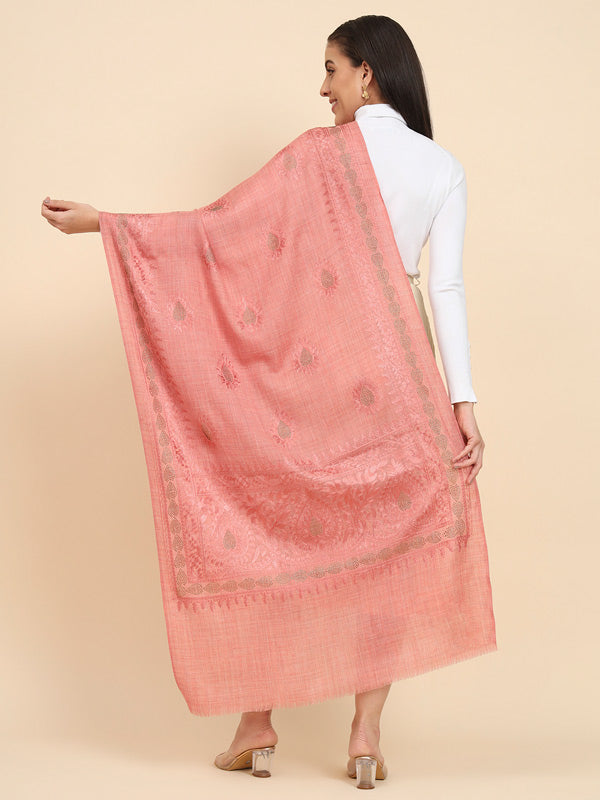 Women Nagma Pure Wool  Embroidered Stole (Size 71X203 CM)