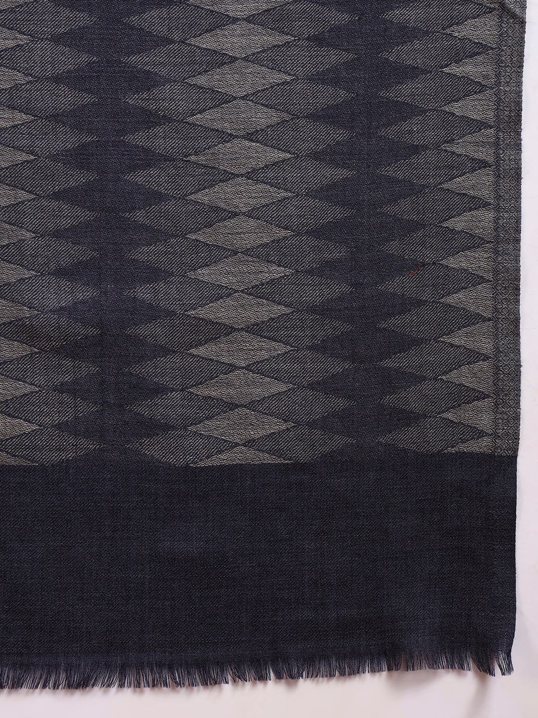 Women 100% Pure Wool Ikat Checkered Stole, Sustainable and Natural Fabric (Size 71x203 CM)