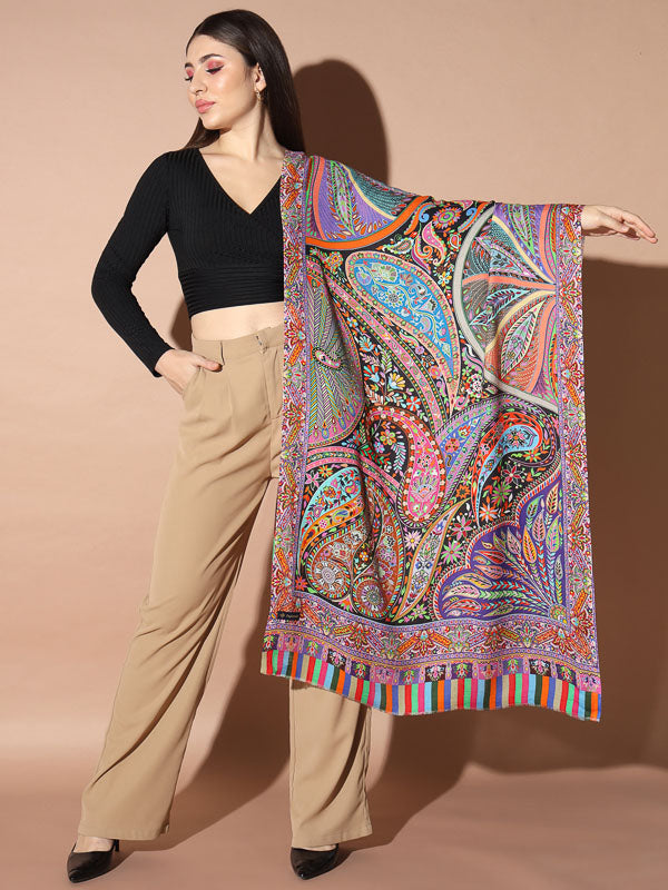 Women's Multicoloured Printed Stole (Size : 71X203 CM)