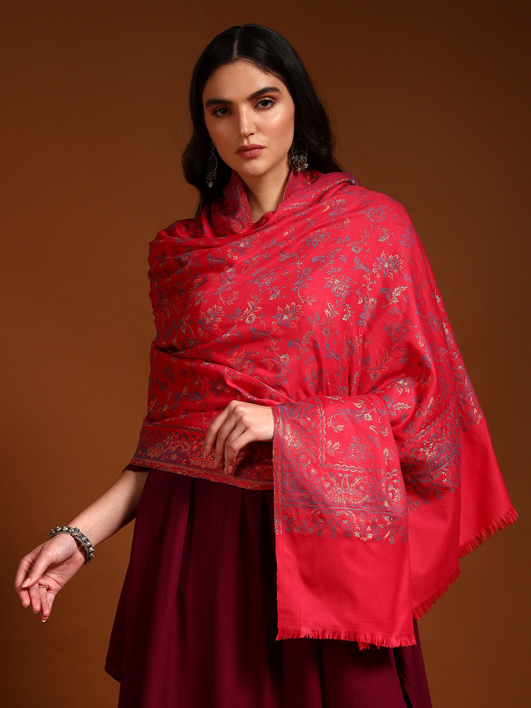 Pashmoda Women Nazrana Kashmiri Jamawar Woven Shawl (Size: 101X203 CM)