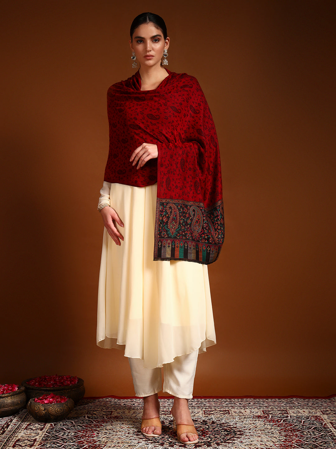 Pashmoda Women Gulpari Kaani Stole (Size : 71X203 CM)