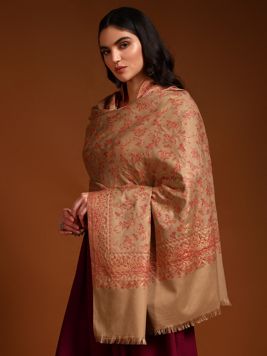 Pashmoda Women Nazrana Kashmiri Jamawar Woven Shawl (Size: 101X203 CM)