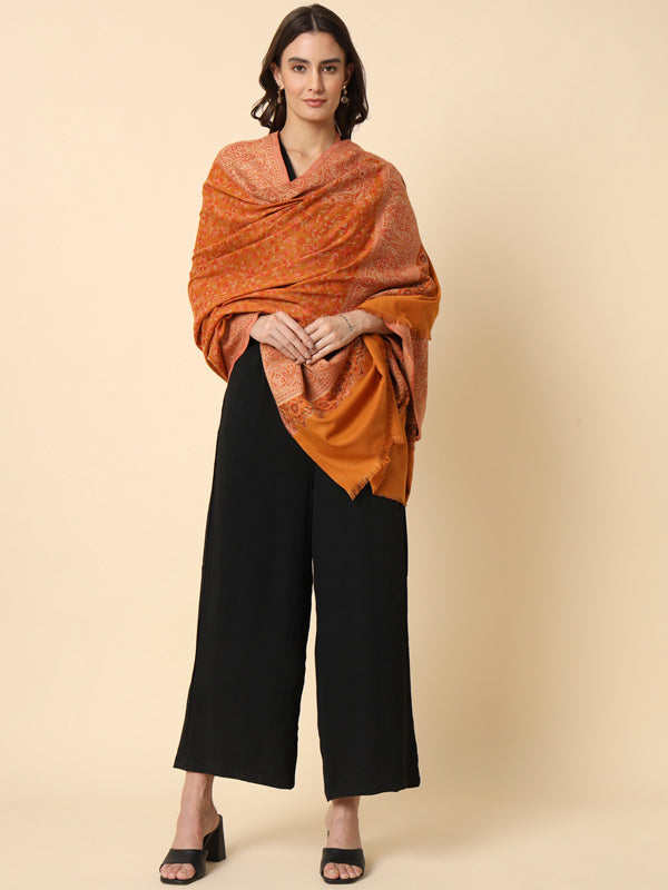 Women's Surmai Kaani Woven Design Shawl (Size: 101 X 203 Cms)