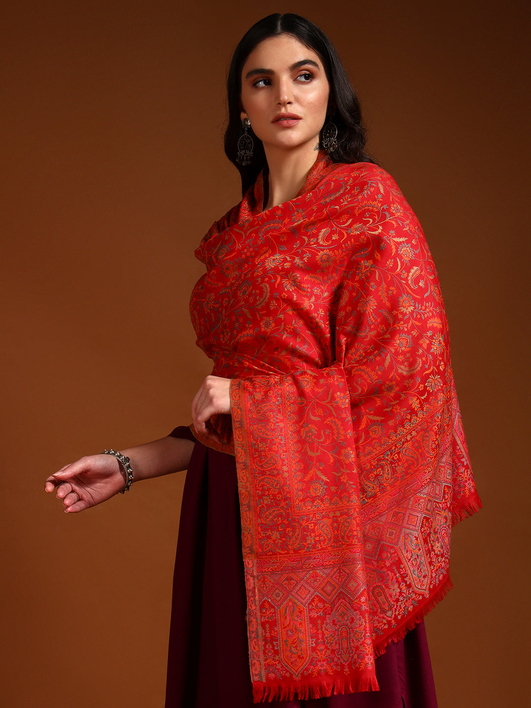 Pashmoda Women Nazrana Kashmiri Jamawar Woven Shawl (Size: 101X203 CM)