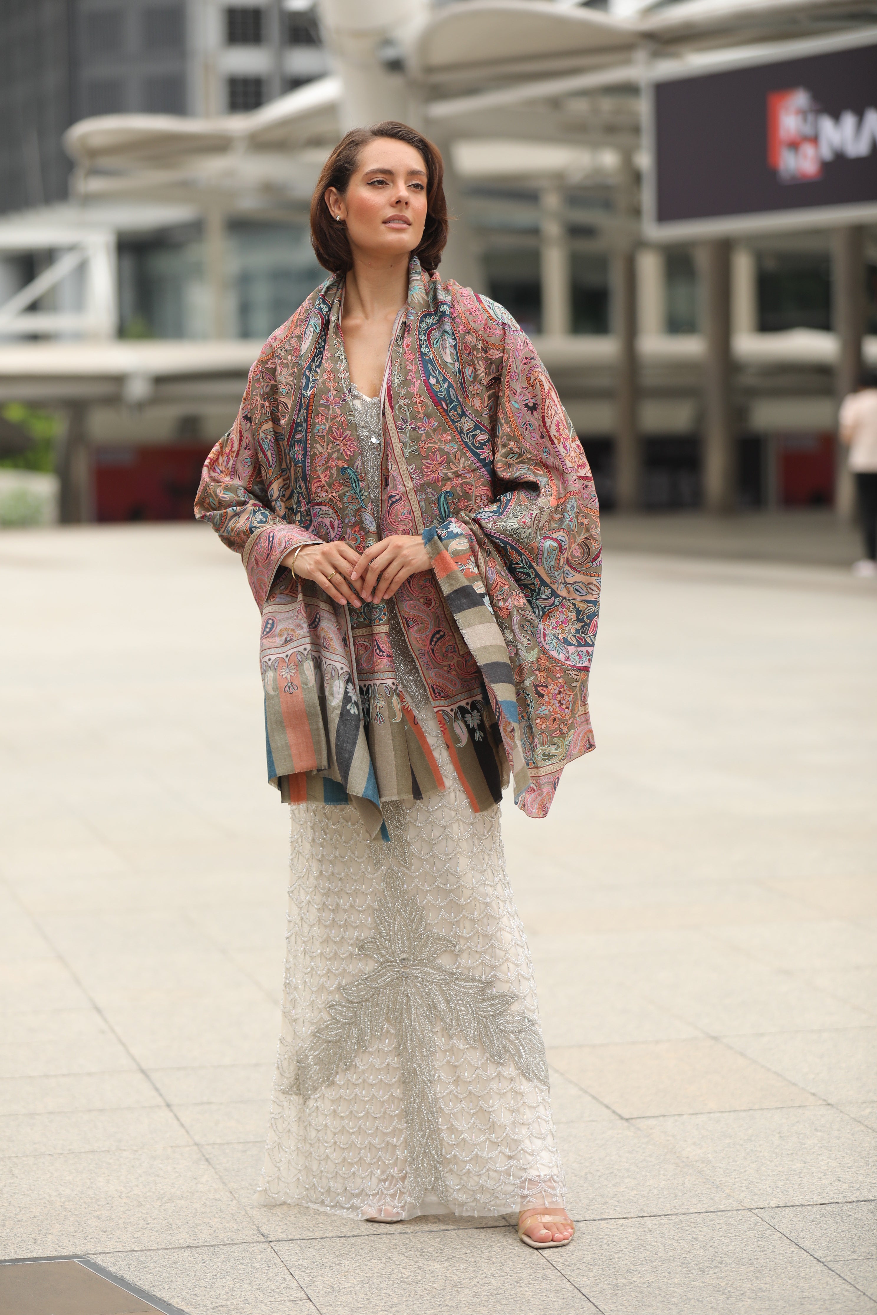 Women Naaz Kalamkari Embroidered Shawl (Size:  101x203 CM)