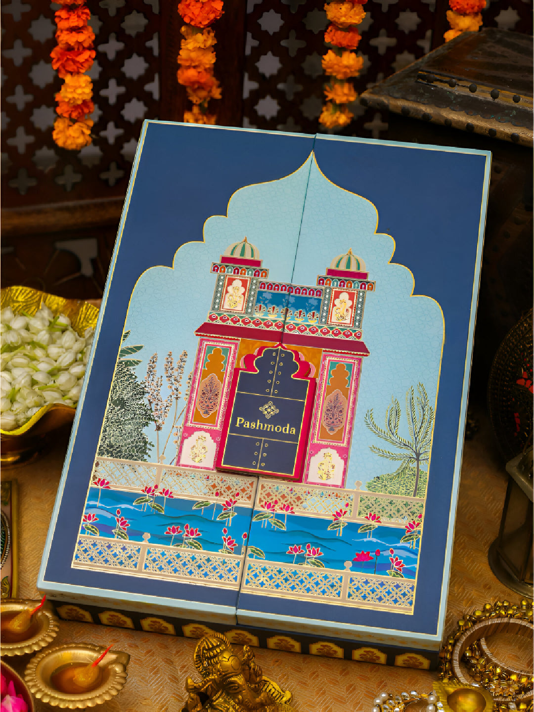 His and Her Gift Set of Kaani Stoles With Wooden Gift Box