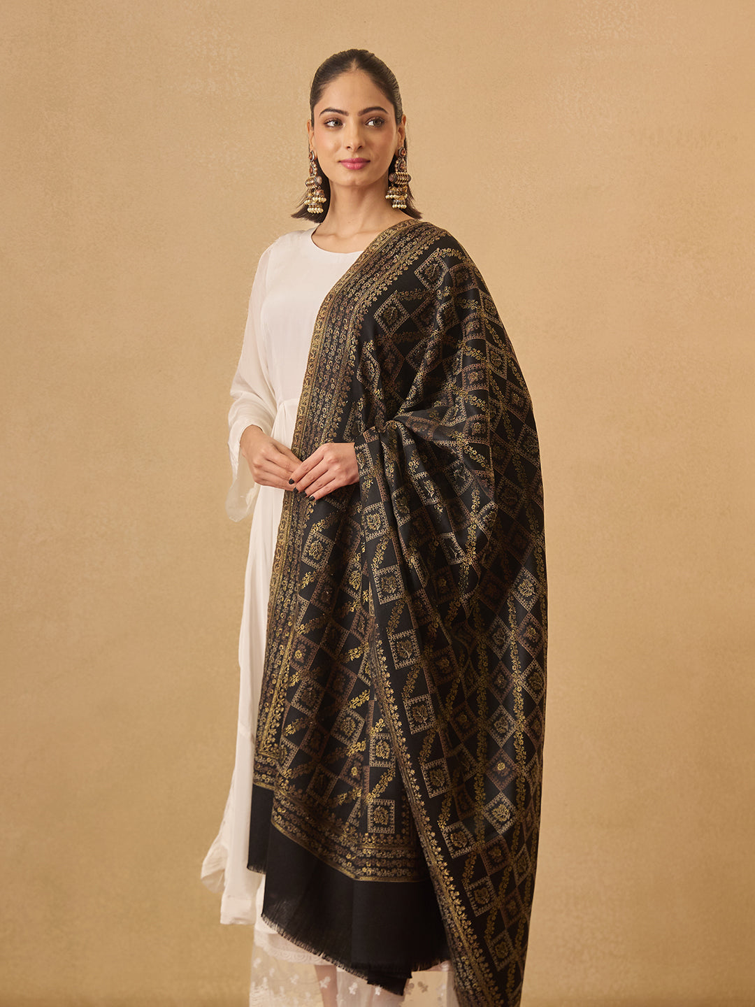 Pashmoda Women Mahtab Kashmiri Jamawar Woven Shawl (Size: 101X203 CM)