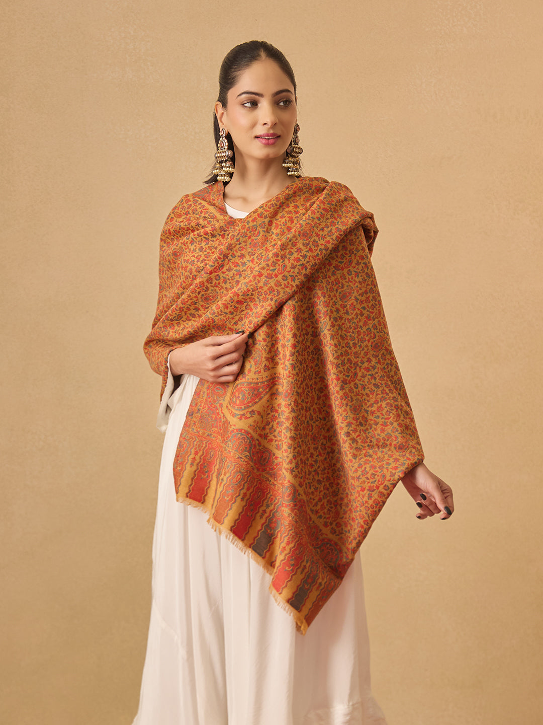 Pashmoda Women Mehak Kaani Wool Blend Kashmiri Shawl (Size: 101X203 CM)