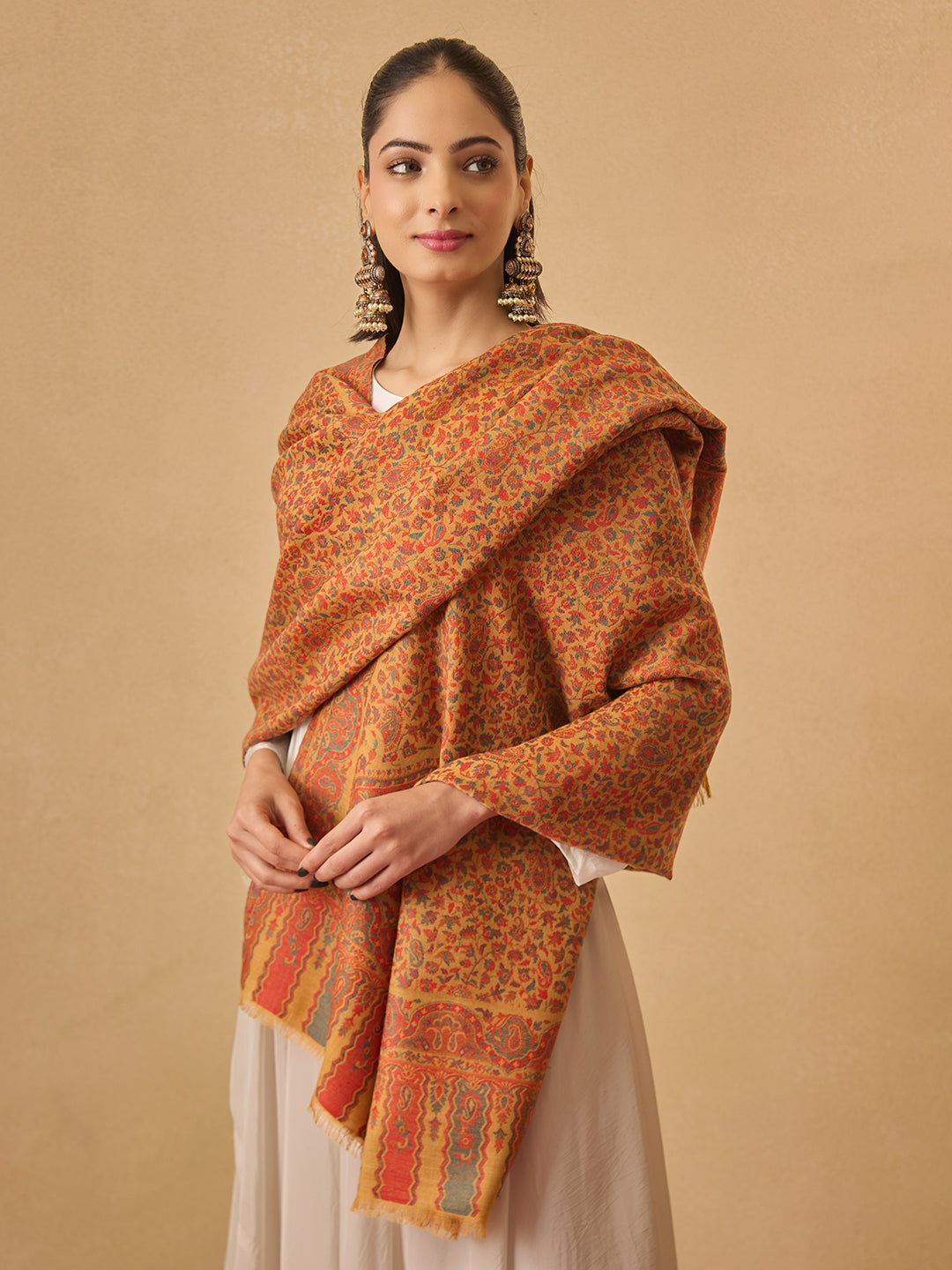 Pashmoda Women Mehak Kaani Wool Blend Kashmiri Shawl (Size: 101X203 CM)