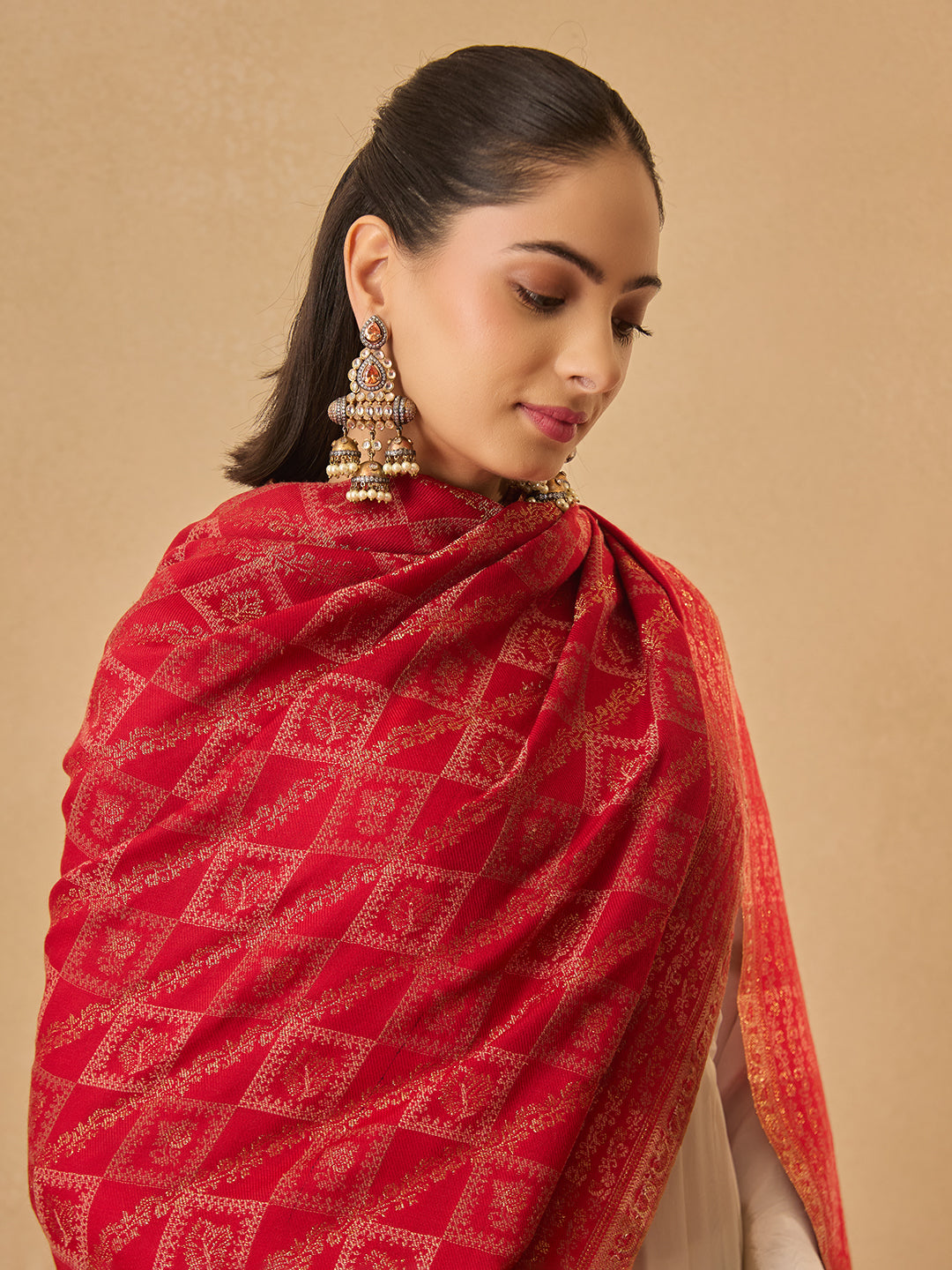 Pashmoda Women Mahtab Kashmiri Jamawar Woven Shawl (Size: 101X203 CM)