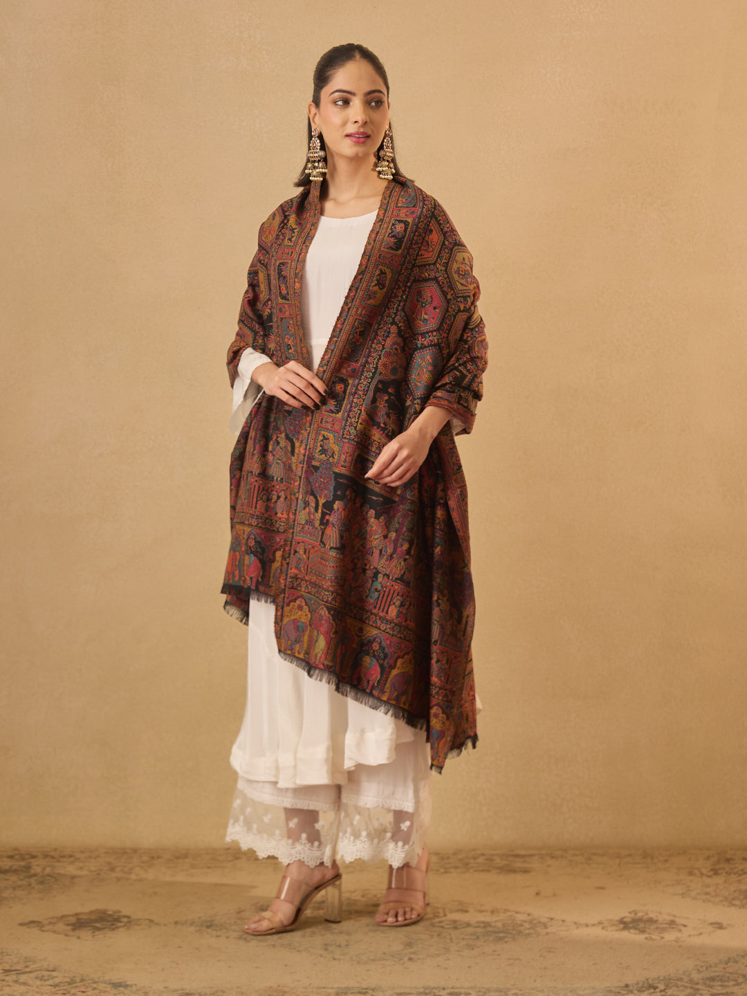 Pashmoda Women Darbari Kaani Wool Blend Kashmiri Shawl (Size: 101X203 CM)