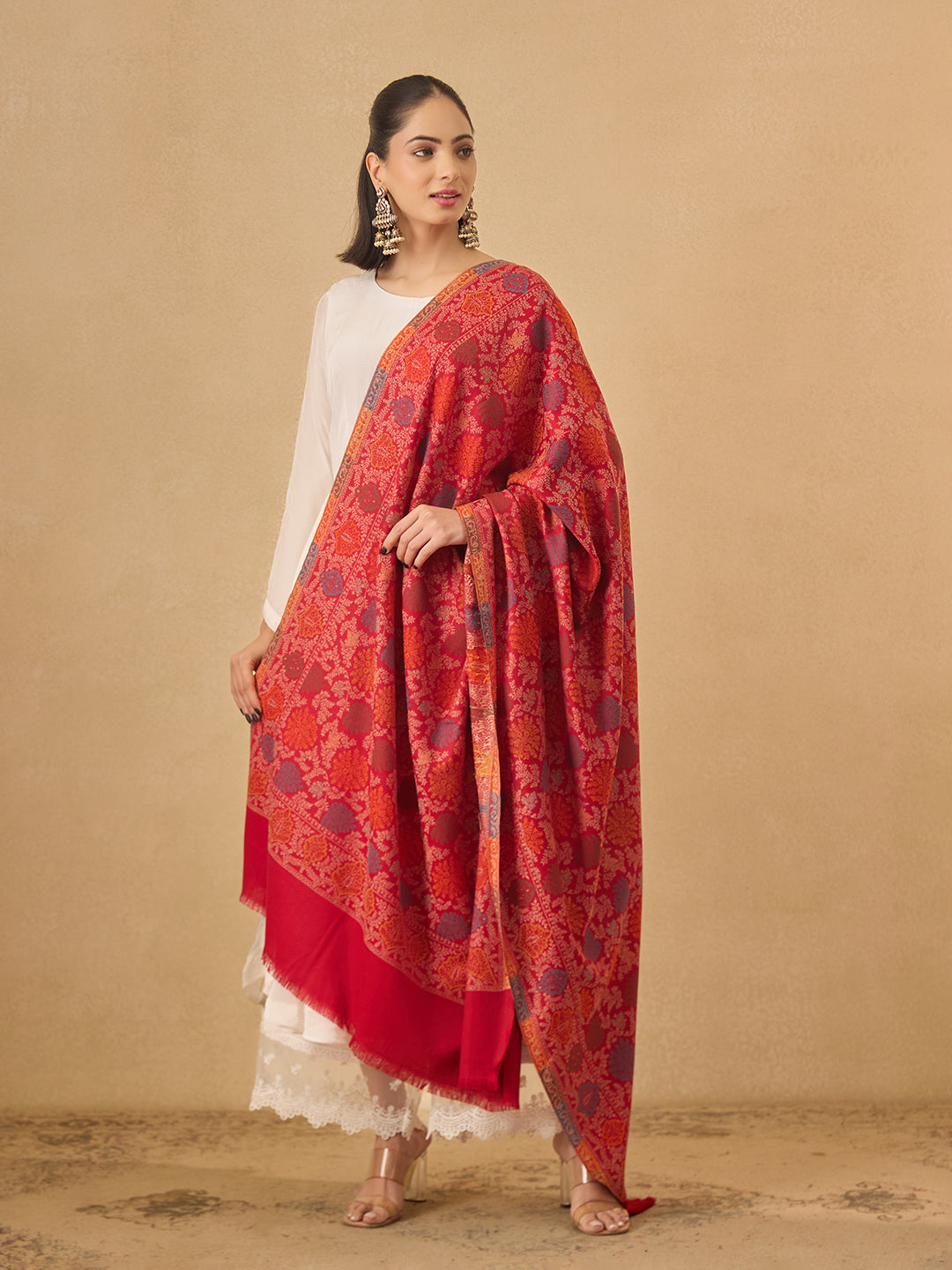 Pashmoda Women Nazrana Kashmiri Jamawar Woven Shawl (Size: 101X203 CM)