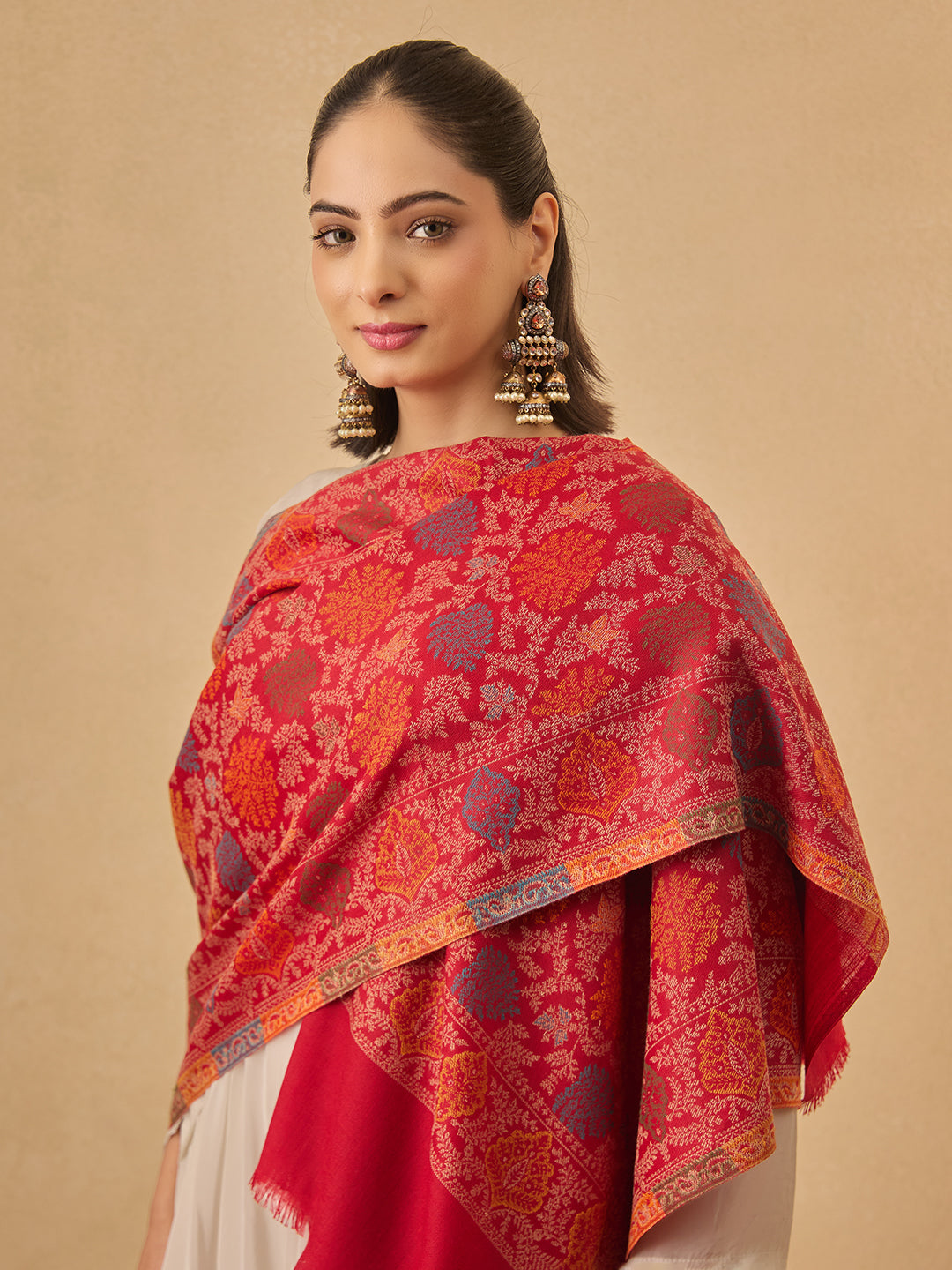 Pashmoda Women Nazrana Kashmiri Jamawar Woven Shawl (Size: 101X203 CM)