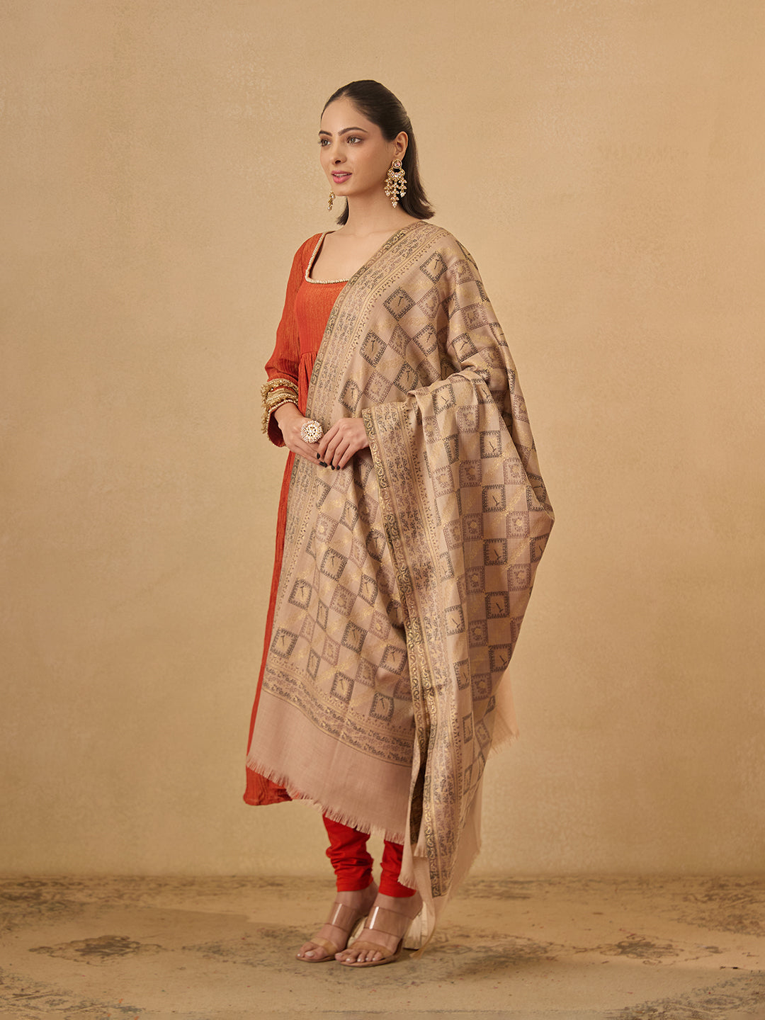 Pashmoda Women Mahtab Kashmiri Jamawar Woven Shawl (Size: 101X203 CM)