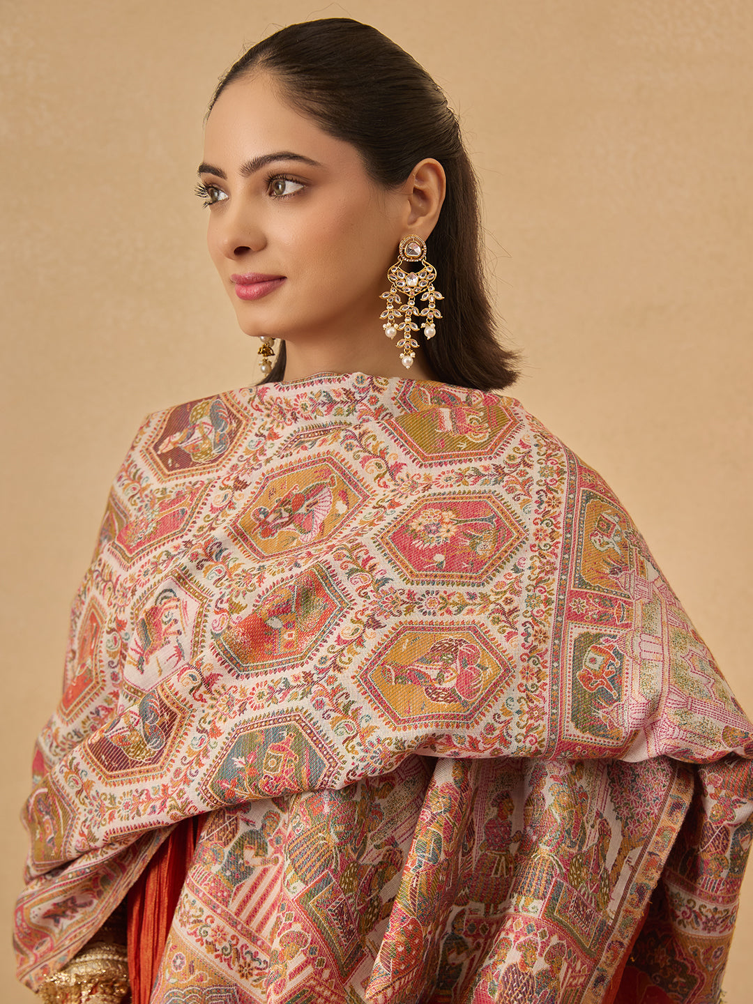 Pashmoda Women Darbari Kaani Wool Blend Kashmiri Shawl (Size: 101X203 CM)