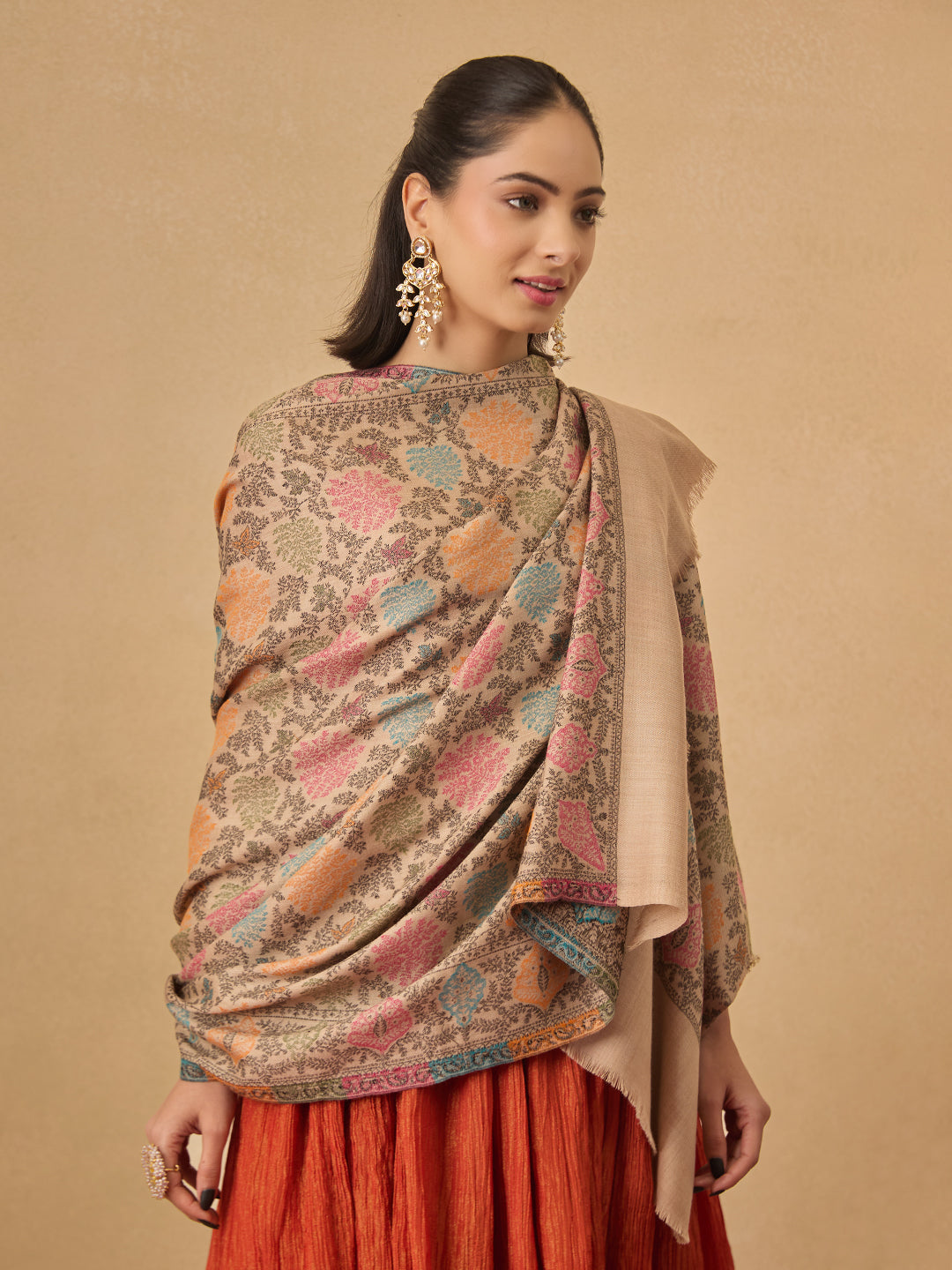 Pashmoda Women Nazrana Kashmiri Jamawar Woven Shawl (Size: 101X203 CM)