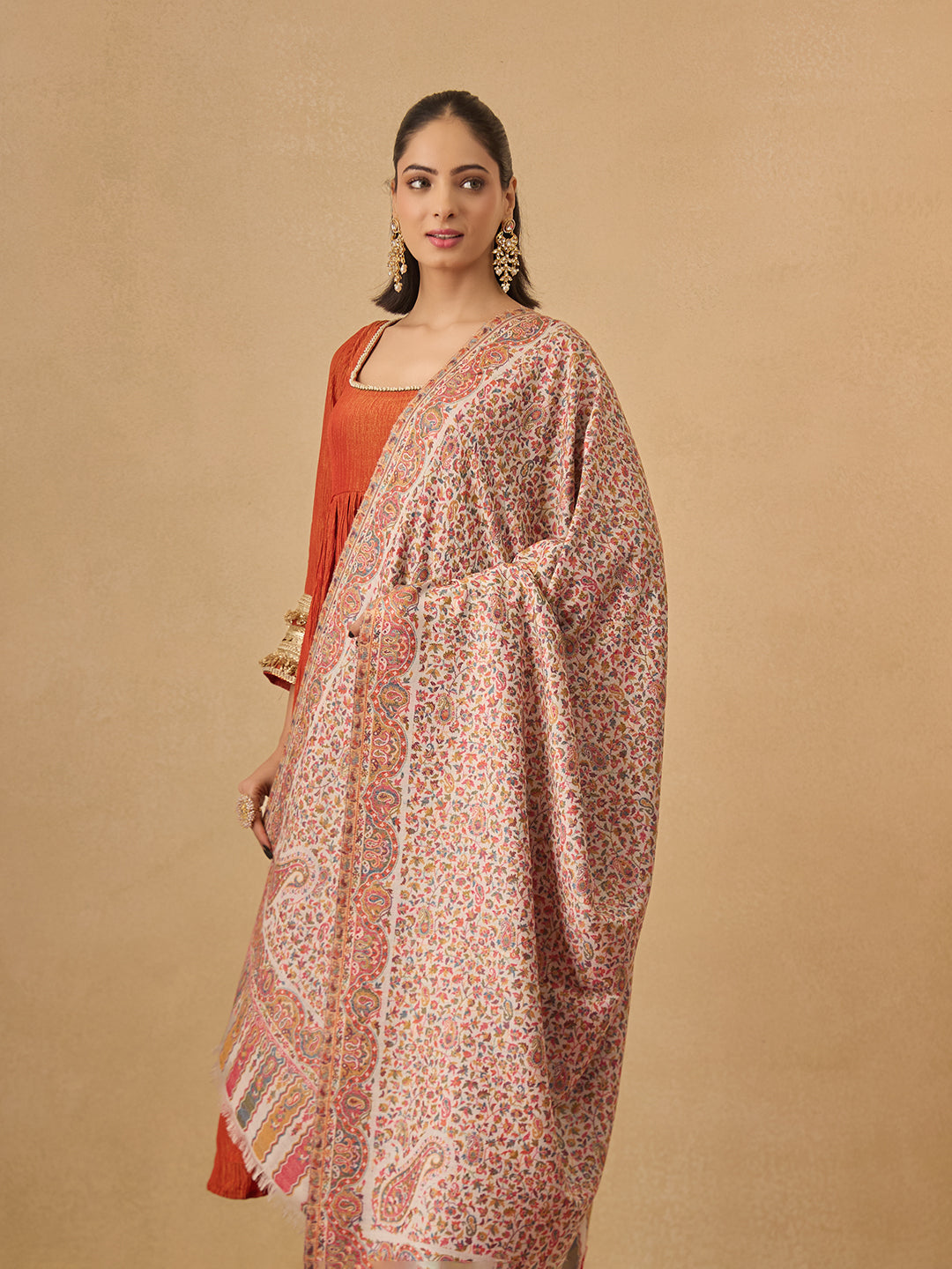 Pashmoda Women Mehak Kaani Wool Blend Kashmiri Shawl (Size: 101X203 CM)